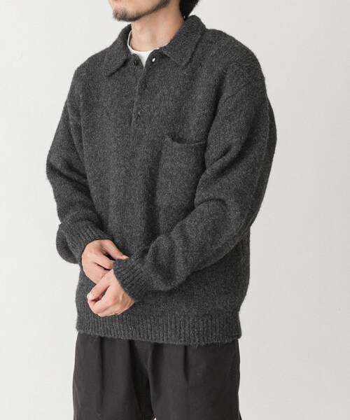 EKAL（エカル）の「シャギーニットポロプルオーバー（ニット/セーター・メンズ・グレー/ブラウン/フォーレンリーブス・M/L）」の10枚目の写真