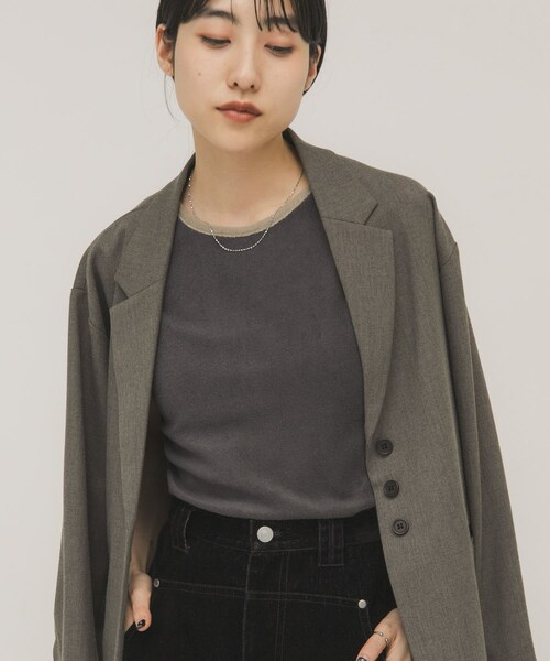 KBF（ケイビーエフ）の「バイカラーパイルタンク（タンクトップ・レディース・BEIGE/BROWN/CHARCOAL・One）」の6枚目の写真