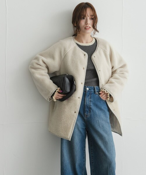 URBAN RESEARCH Sonny Label（アーバンリサーチサニーレーベル）の「リバーシブルボア撥水キルティングコート（その他アウター・レディース・アイボリー/ブラック/ブラウン・Free）」の5枚目の写真