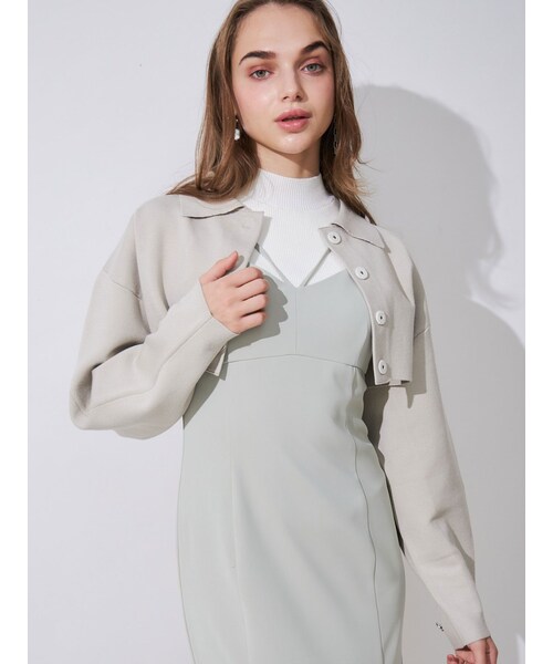 MERCURYDUO（マーキュリーデュオ）の「コクーンクロップドニットジャケット（テーラードジャケット・レディース・ブラック/ミントグリーン/アイボリー・F）」の9枚目の写真