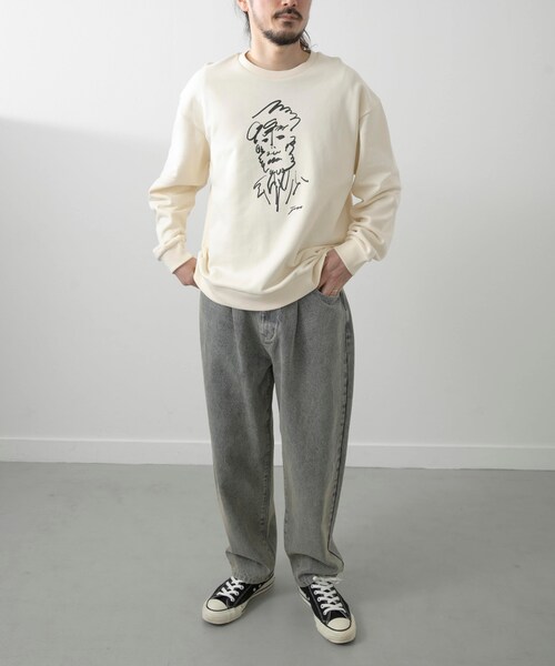 ITEMS URBANRESEARCH（アイテムズ アーバンリサーチ）の「フレンチアートプリントクルーネックスウェット（スウェット・メンズ・DRAWINGOFF/DRAWINGGRY/LOGO OFF/LOGO GRY・M/L）」の19枚目の写真