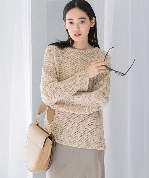 URBAN RESEARCH ROSSO（アーバンリサーチロッソ）の「透かし編みラメニット（ニット/セーター・レディース・beige/mt×turq・FREE）」の8枚目の写真