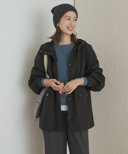 URBAN RESEARCH DOORS（アーバンリサーチドアーズ）の「防風/撥水ドロストフーディ（テーラードジャケット・レディース・D.BEIGE/BLACK・Free）」の9枚目の写真