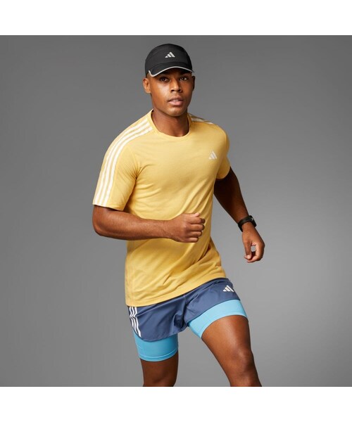 adidas(アディダス)の「オウン ザ ラン スリーストライプス 半袖Tシャツ(トップス・メンズ・イエロー/ブラウン/ブラック/グレー/ホワイト/パープル・J/S/J/M/J/L/J/XL/J/2XL/J/3XL/J/XS/J/2XS/XS/S/M/L/XL/2XL/3XL/4XL/5XL/6XL/MT/LT/XLT/2XLT/3XLT/4XLT/5XLT/6XLT/J/4XL/J/5XL)」の3枚目の写真