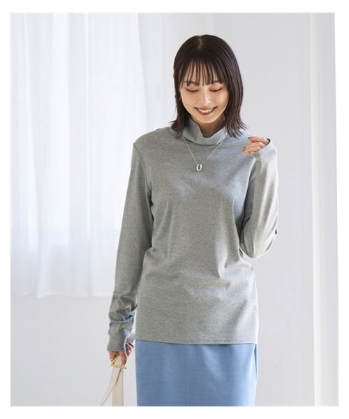 nissen（ニッセン）の「大きいサイズ 綿１００％フライスタートルネックＴシャツ（Tシャツ/カットソー・レディース・杢グレー/オフホワイト/ネイビー/ブラウン/黒/トープブラウン/アシッドイエロー/杢オートミール/カーキ/コーヒーブラウン/フォレストグリーン/オーキッドパープル/ティーグリーン/サンドベージュ/チャコールネイビー/セピアブラウン/ベイクドピンク/キャメルモカ/クラウドブルー/カナリアイエロー/スモーキーグリーン/グレイッシュカーキ/ワイン/グレーベージュ・L/LL/3L/4L/5L/6L/8L/10L）」の21枚目の写真