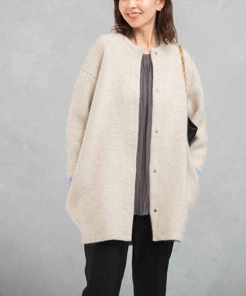 URBAN RESEARCH ROSSO（アーバンリサーチロッソ）の「ELENDEEK　CN RACCOON MIX WCD（カーディガン/ボレロ・レディース・IVY/LGRY/RED/MINT/BEG・1/2）」の6枚目の写真