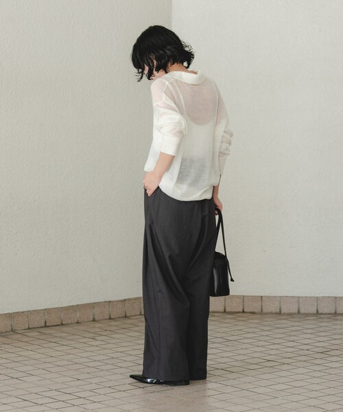 URBAN RESEARCH（アーバンリサーチ）の「『3サイズ展開』『イージーケア』 ウール混タックギャザーストレートパンツ（その他パンツ・レディース・BEIGE/CHARCOAL/BLACK/CCL STRIPE/NVY STRIPE・36/38/40）」の22枚目の写真