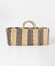 URBAN RESEARCH DOORS | アフリカンスクエア ストロー横長カゴL ドームハンドル柄2(インテリア雑貨)