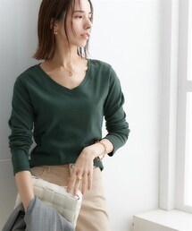 nissen | ＵＶカット綿１００％フライス素材Ｖネック長袖Ｔシャツ＜大きいサイズ有＞(Tシャツ/カットソー)