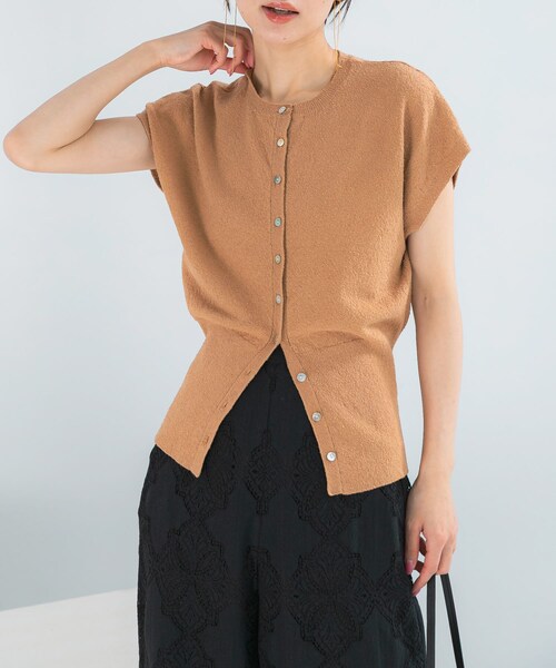 URBAN RESEARCH ROSSO（アーバンリサーチロッソ）の「リネンコットンウエストシェイプデザインニット（ニット/セーター・レディース・WHITE/CARAMEL・Free）」の21枚目の写真