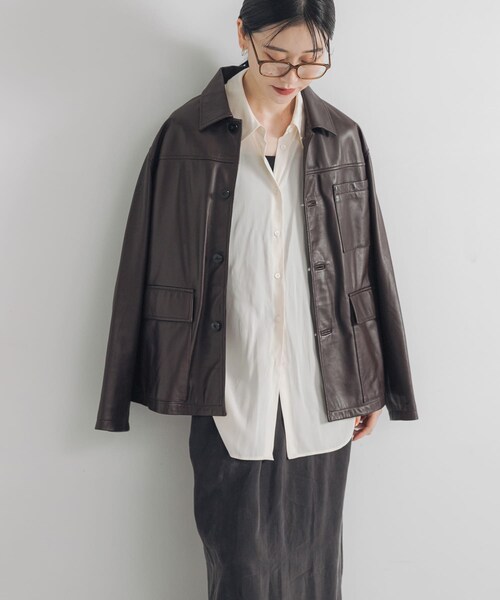 URBAN RESEARCH(アーバンリサーチ)の「レギュラーカラーシルキーシャツ(Tシャツ/カットソー・レディース・OFF/L.BEIGE・FREE)」の4枚目の写真
