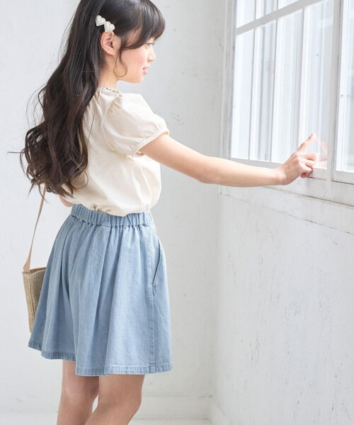 ROPE' PICNIC（ロペピクニック）の「【KIDS/キッズ】プチフラワー衿付きトップス/セットアップ対応（Tシャツ/カットソー・キッズ・ブラック/オフホワイト・L/M/S）」の17枚目の写真