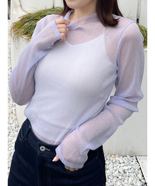 MERCURYDUO（マーキュリーデュオ）の「アソートシアートップス（Tシャツ/カットソー・レディース・シルバー/ゴールド/オフホワイト/ブラック/アイスブルー・F）」の8枚目の写真