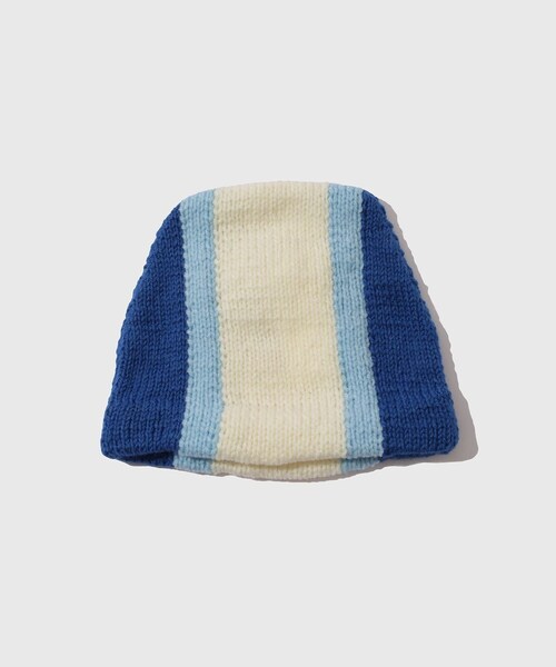 ADAM ET ROPE'（アダムエロペ）の「【RICE NINE TEN/ライス ナイン テン】HAND KNITTED BEANIE（ニットキャップ/ビーニー・メンズ・ブラック/ホワイト/ブルー・F）」の3枚目の写真