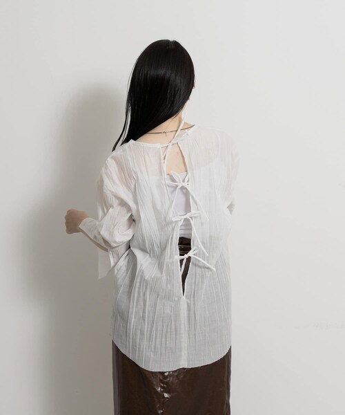 THE GOODLAND MARKET（ザグッドランドマーケット）の「&her　Washer Multi Shirts（シャツ/ブラウス・レディース・PINK/WHITE/NAVY・one）」の9枚目の写真