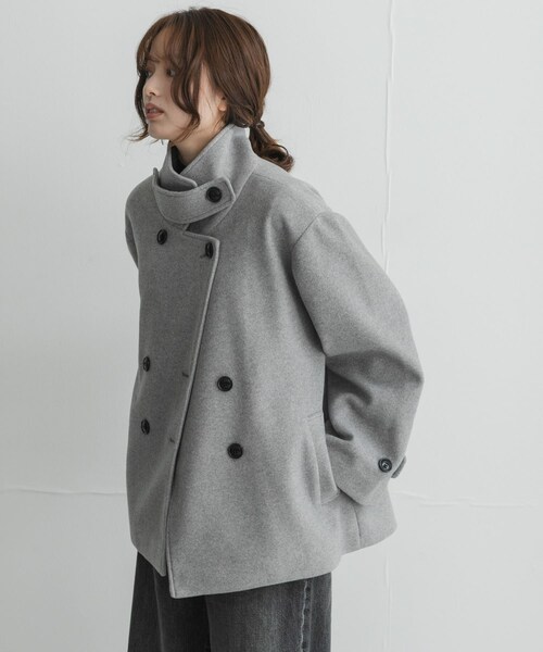 URBAN RESEARCH Sonny Label（アーバンリサーチサニーレーベル）の「メルトンジャージースタンドカラーコート（テーラードジャケット・レディース・L.グレー/チャコールグレー/モカ・Free）」の16枚目の写真