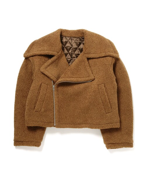 ADAM ET ROPE'（アダムエロペ）の「［OUTER］BOA RIDERS JACKET UNISEX（ライダースジャケット・レディース・オフホワイト/ブラウン・38/40）」の20枚目の写真