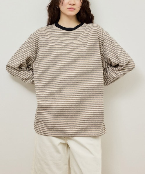 ADAM ET ROPE'(アダムエロペ)の「【BATONER for ADAM ET ROPE'】別注HIGH GAUGE BORDER LS T-SHIRT(Tシャツ/カットソー・レディース・グレー/レッド・F)」の11枚目の写真