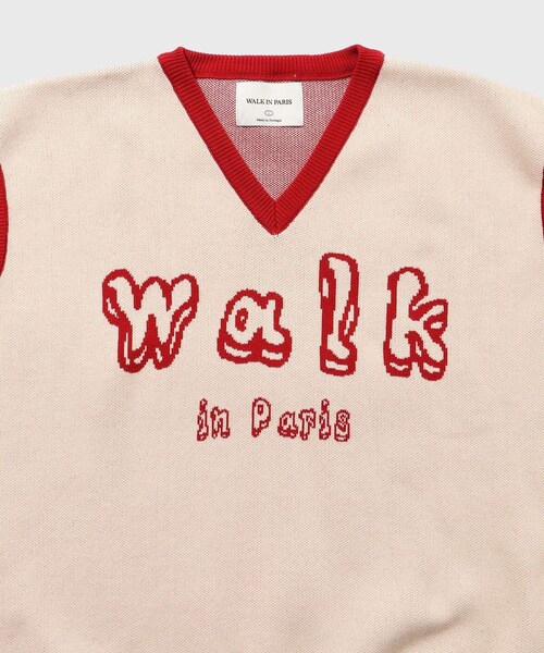 ADAM ET ROPE'（アダムエロペ）の「【WALK IN PARIS/ウォーク イン パリス】Sleeveless red knit sweater（ベスト・メンズ・ホワイト系・L/M）」の4枚目の写真