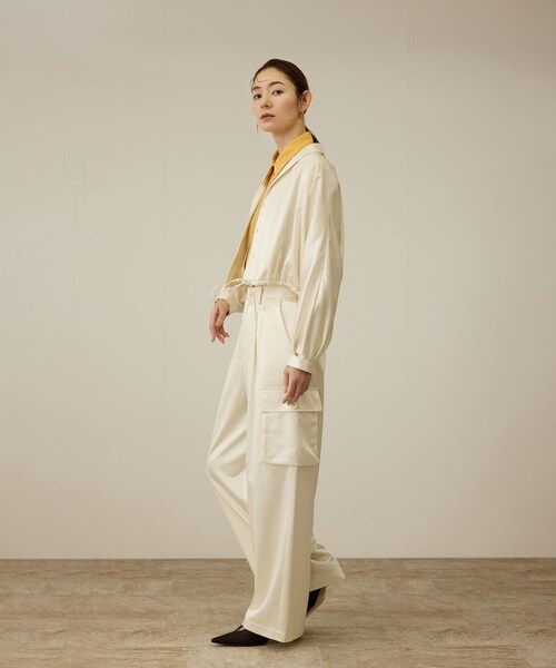 ROPE'（ロペ）の「【洗える】シャイニーサテンパンツ/一部セットアップ対応（カーゴパンツ・レディース・ブラック/オフホワイト/オレンジ・36/38）」の14枚目の写真