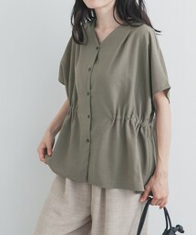URBAN RESEARCH DOORS | Vネックウエストギャザーブラウス(シャツ/ブラウス)