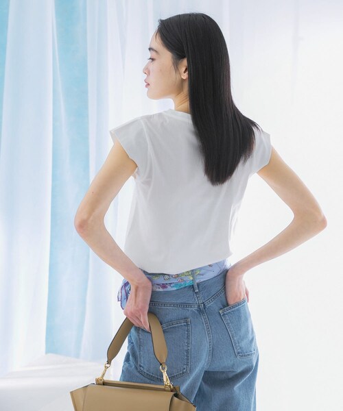URBAN RESEARCH ROSSO（アーバンリサーチロッソ）の「クールタッチスーピマコットンフレンチTシャツ（Tシャツ/カットソー・レディース・PINK/OFF WHITE/MINT/D/NAVY・FREE）」の9枚目の写真
