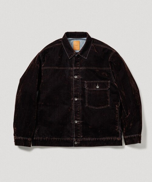 ADAM ET ROPE'（アダムエロペ）の「【ISKO】フロッキー デニムジャケット / ADAM ET ROPE' JEANS -PERS-（デニムジャケット・メンズ・ブラック系/ダークブラウン系・L/M）」の4枚目の写真
