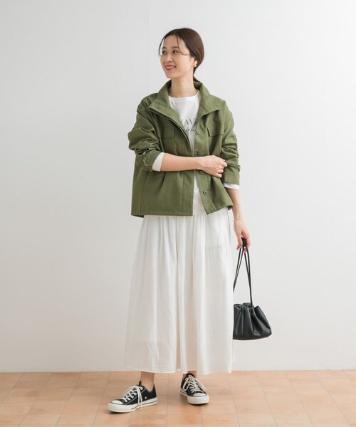 URBAN RESEARCH DOORS(アーバンリサーチドアーズ)の「ミリタリースタンドカラージャケット(ミリタリージャケット・レディース・NATURAL/KHAKI・M)」の20枚目の写真