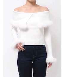 MERCURYDUO | フェイクファートリミングニット(ニット/セーター)