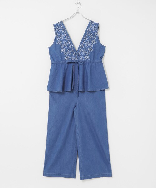URBAN RESEARCH Sonny Label（アーバンリサーチサニーレーベル）の「クロス刺繍ペプラムサロペット（つなぎ/オールインワン・レディース・インディゴ/L.インディゴ・36/38）」の11枚目の写真