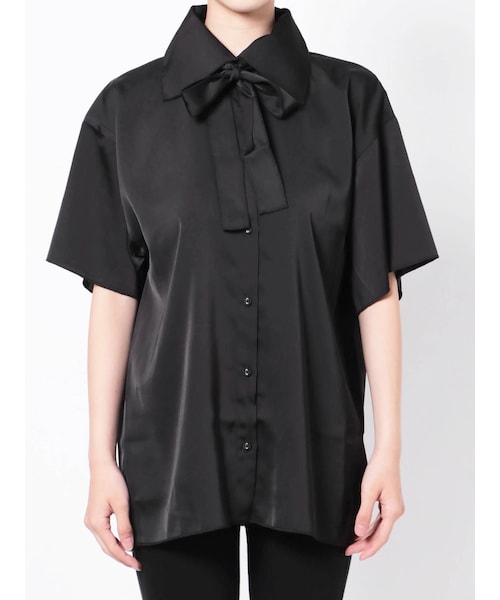 jouetie（ジュエティ）の「BIGカラータイブラウス（シャツ/ブラウス・レディース・グリーン/ピンク/ミックス/アイボリー/ブラック/ダークミックス・M）」の3枚目の写真