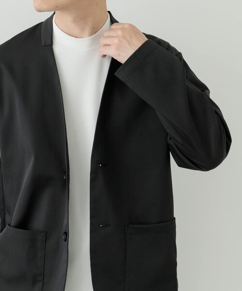 ITEMS URBANRESEARCH（アイテムズ アーバンリサーチ）の「『セットアップ対応』マシンウォッシャブルピケノーラペルジャケット（テーラードジャケット・メンズ・BLK/KHK/NVY・M/L）」の5枚目の写真