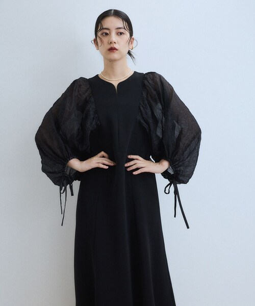 ADAM ET ROPE'（アダムエロペ）の「シアースリーブコンビドレス（ドレス・レディース・ブラック/ブラック系/ネイビー系・36/38）」の16枚目の写真