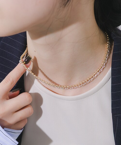SMELLY（スメリー）の「コンビカラーチェーン2セットネックレス（ネックレス・レディース・GD/SV・-）」の5枚目の写真