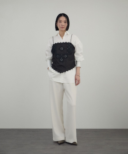 ADAM ET ROPE'（アダムエロペ）の「クロスレースマルチキャミソール（キャミソール・レディース・ブラック/オフホワイト・F）」の6枚目の写真