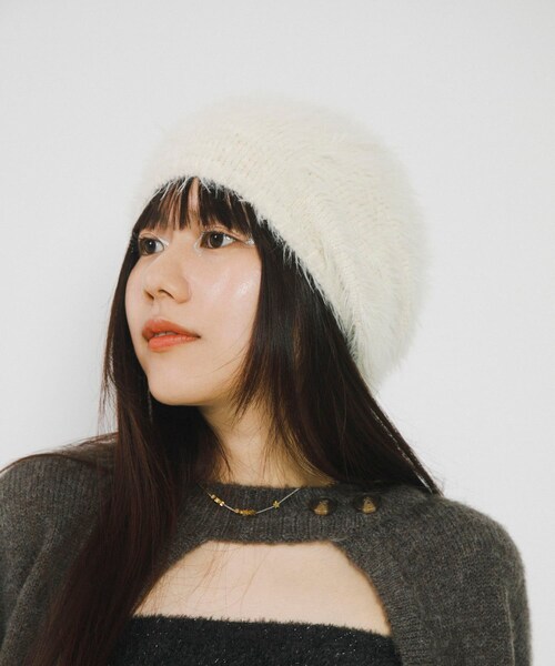 SENSE OF PLACE by URBAN RESEARCH(センスオブプレイスバイアーバンリサーチ)の「『別注』さらさ×SENSE OF PLACE シャギービーニー(ニットキャップ/ビーニー・レディース・OFF WHITE/GRAY・one)」の10枚目の写真