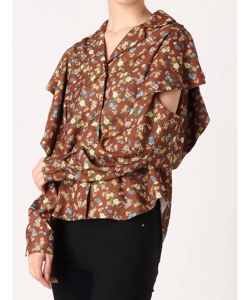 EMODA（エモダ）の「オープンカラーフリルシャツ（シャツ/ブラウス・レディース・ライトミックス/ミックス/ブラック・F）」の9枚目の写真