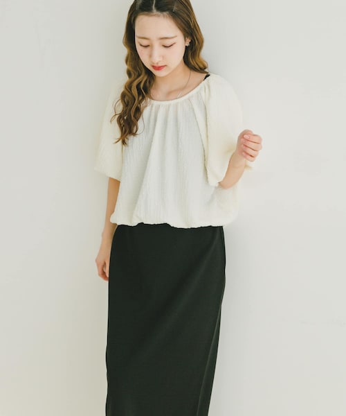 ITEMS URBANRESEARCH（アイテムズ アーバンリサーチ）の「バルーントップス×スカートセット（セットアップ・レディース・BLK/OFF・FREE）」の5枚目の写真