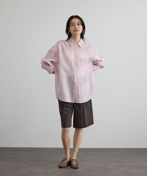 ADAM ET ROPE'(アダムエロペ)の「リネンオーバーシャツ / GENTLE LINEN(シャツ/ブラウス・レディース・ブラック/グレー/ピンク・F)」の9枚目の写真