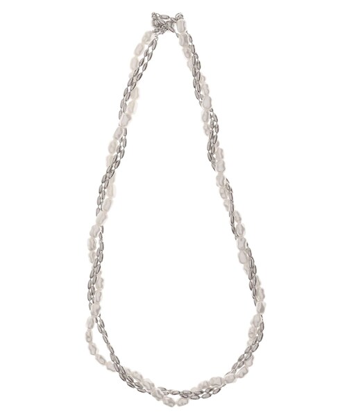 ELENDEEK（エレンディーク）の「PEARL&CHAIN DOUBLE NECKLACE（ネックレス・レディース・シルバー/ゴールド・F）」の2枚目の写真