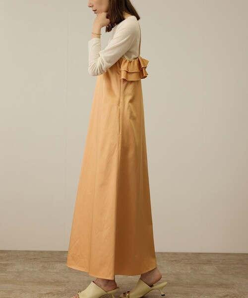 ROPE'（ロペ）の「【洗える】シャイニーサテンキャミワンピース（ドレス・レディース・オフホワイト/オレンジ・F）」の18枚目の写真