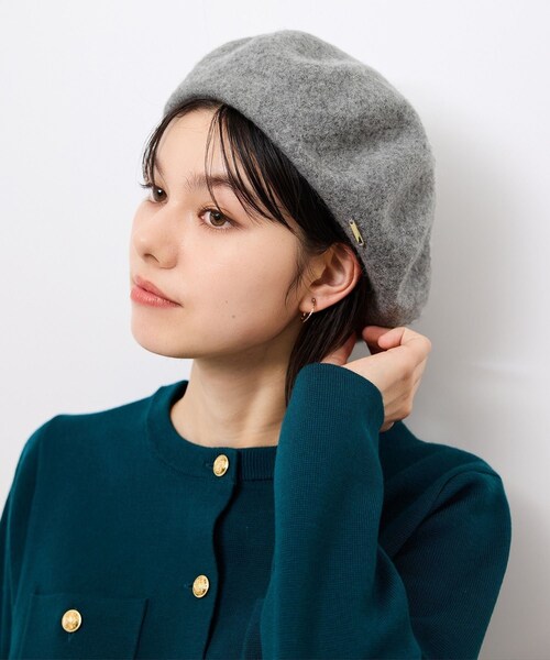 ROPE' PICNIC（ロペピクニック）の「ウールフェルトベレー帽/リンクコーデ（ハンチング/ベレー帽・レディース・ブラック/ライトグレー・F）」の5枚目の写真