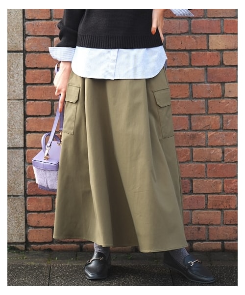 nissen（ニッセン）の「大きいサイズ ポケットデザインロングスカート（ゆったりヒップ）（スカート・レディース・キャラメル/黒/カーキ/アイボリー・L/LL/3L/4L/5L/6L/8L/10L）」の21枚目の写真