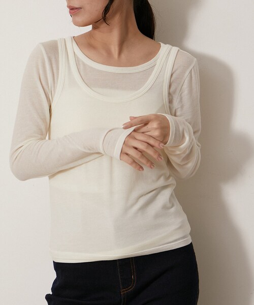 NERGY（ナージー）の「【SET】カシミアシルクレイヤードトップス（アンサンブル・レディース・ブラック/オフホワイト/ラベンダー/オレンジ・F）」の22枚目の写真