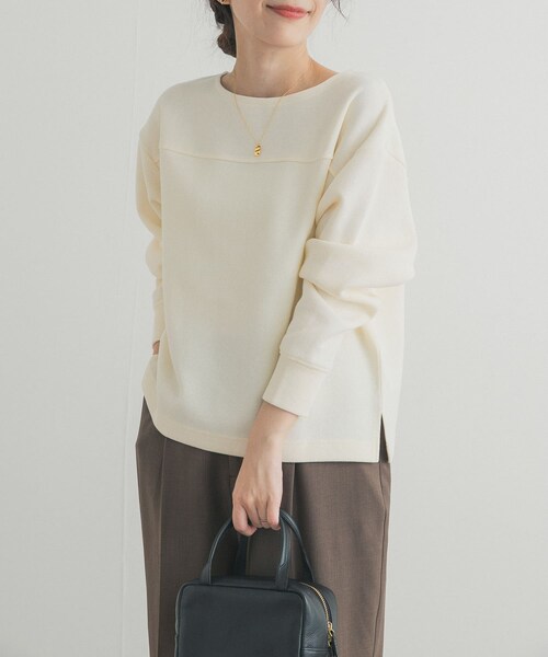 URBAN RESEARCH DOORS（アーバンリサーチドアーズ）の「『UR TECH』ボートネックプルオーバー（Tシャツ/カットソー・レディース・IVORY/PISTACHIO/BLACK・M）」の8枚目の写真