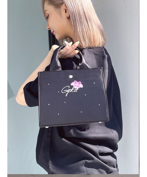 GYDA（ジェイダ）の「【メロクロコラボ】my melody×GYDA bijou BAG（ハンドバッグ・レディース・オフホワイト/ブラック/ピンク・F）」の4枚目の写真