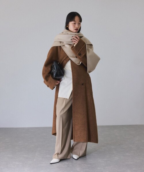 ADAM ET ROPE'（アダムエロペ）の「カシミアブレンドポンチョストール（ストール/ショール・レディース・グレー/ベージュ系・F）」の6枚目の写真