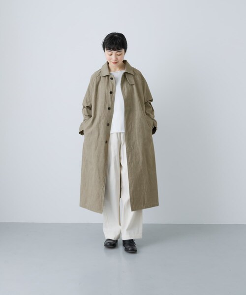 かぐれ(カグレ)の「コットンリネンステンカラーコート(ステンカラーコート・レディース・PURPLE/BEIGE・FREE)」の8枚目の写真