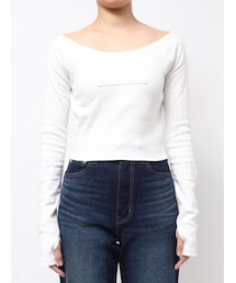 EMODA | ロゴパッチクロップドロンT(Tシャツ/カットソー)