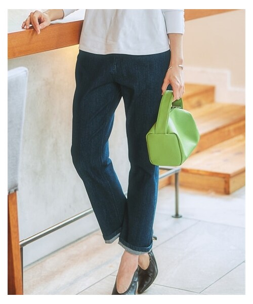 nissen（ニッセン）の「ハイライズストレッチテーパードデニムパンツ（吸汗速乾・抗菌防臭）（パンツ・レディース・ネイビー系デニム/ネイビーデニム/オフホワイト(ツイル)・S/M/L/LL）」の20枚目の写真